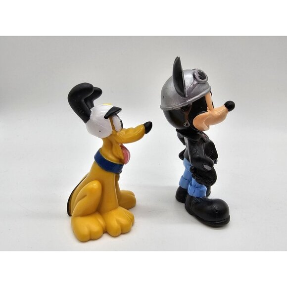 Vintage Disney Mickey Mouse And Pluto Biker Motorcycle Toys Cake Cupcake Topper - Picture 3 of 7